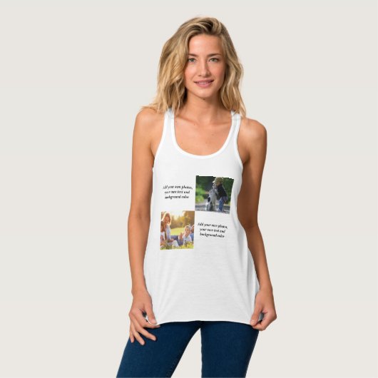 Fügen Sie Ihre eigenen Fotos, Text und Hintergrund Tank Top (Vorderseite Vollansicht)