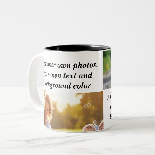 Fügen Sie Ihre eigenen Fotos, Text und Hintergrund Zweifarbige Tasse (Vorderseite Links)