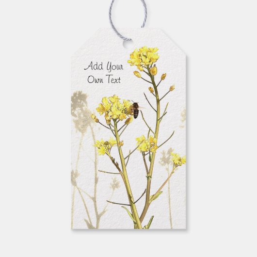 Fügen Sie Ihre eigenen Text Gelbe Blumen Geschenkanhänger (Rückseite)