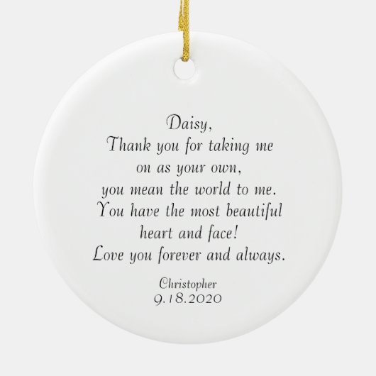 Fügen Sie Ihre Foto-Ornamente, Hochzeitstipendium Keramik Ornament (Hinten)