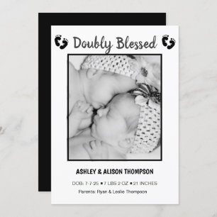 Fügen Sie Ihre Foto Twins Geburtsankündigung hinzu Einladung