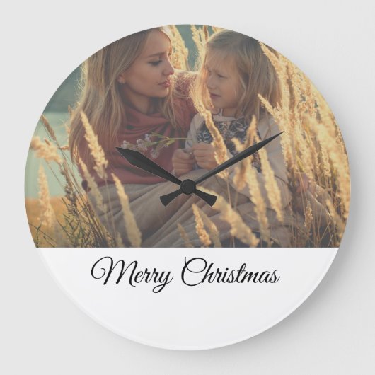Fügen Sie Ihre Foto Weihnachten personalisiert hin Große Wanduhr (Vorderseite)
