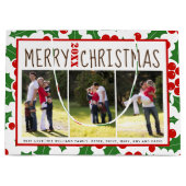 Fügen Sie Ihre Fotos Frohe Weihnachtsberge Große Geschenktüte (Vorderseite)