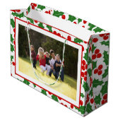 Fügen Sie Ihre Fotos Frohe Weihnachtsberge Große Geschenktüte (Rückseite Schrägansicht)