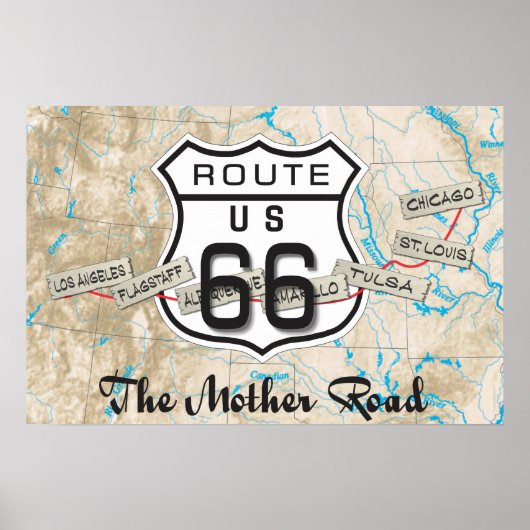 Fügen Sie Ihre Fotos Route 66 Karte Poster (Vorne)