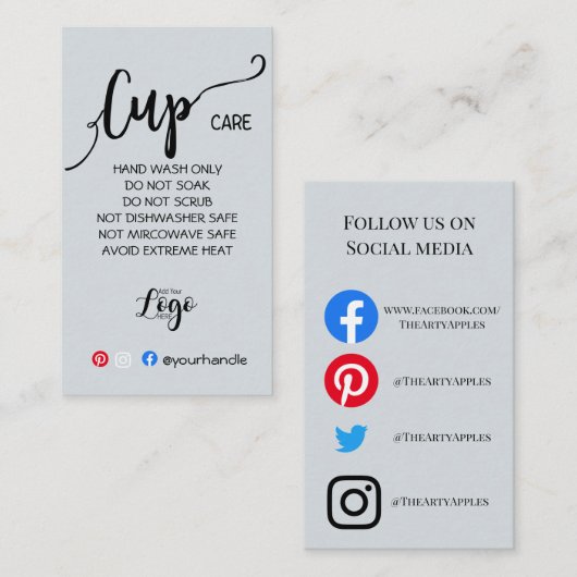 Fügen Sie Ihre Logo-Cup-Betreuungskarten hinzu, di Visitenkarte (Vorne/Hinten)