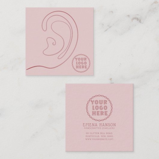 Fügen Sie Ihre Logo-Schmuck-Ohrringe Pink-Display- Telefonnummerkarte (Vorne/Hinten)