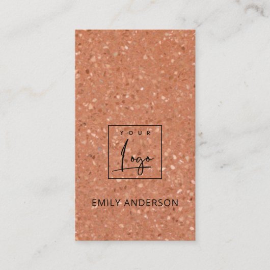 FÜGEN SIE IHRE LOGO TERRACOTTA R RUSTIC TERRAZZO T VISITENKARTE (Vorderseite)