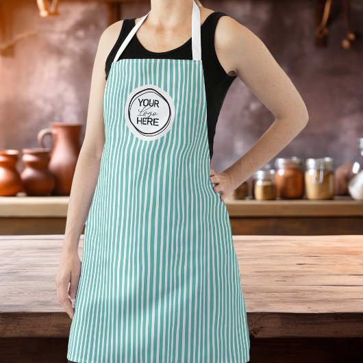 Fügen Sie Ihre Logobackkochen Aquamarin hinzu Schürze