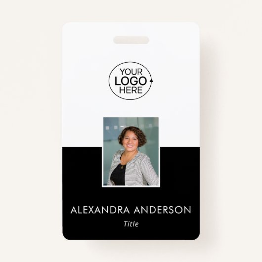 Fügen Sie Ihre Logokombination Clean Black and Whi Ausweis (Vorderseite)