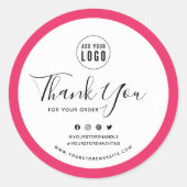 Fügen Sie Ihre Logos Social Media Vielen Dank für Runder Aufkleber (Vorderseite)