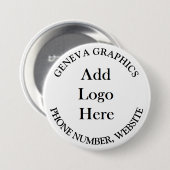 Fügen Sie Ihre Logos und Geschäftsinformationen hi Button (Vorne & Hinten)