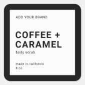 Fügen Sie Ihre Markenbezeichnung "Modernes Minimal Quadratischer Aufkleber (Vorderseite)