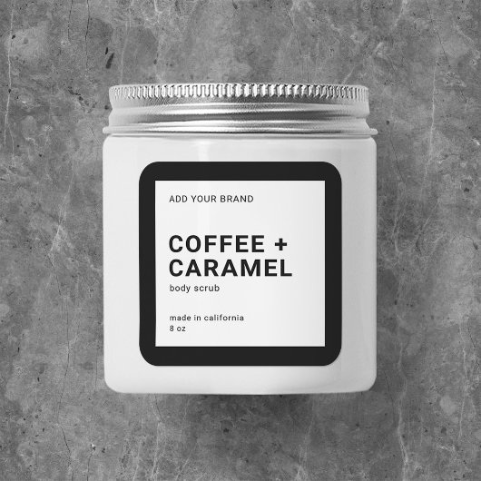 Fügen Sie Ihre Markenbezeichnung "Modernes Minimal Quadratischer Aufkleber