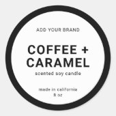 Fügen Sie Ihre Markenbezeichnung "Modernes Minimal Runder Aufkleber (Vorderseite)