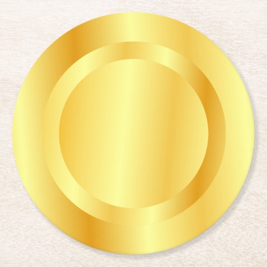 Fügen Sie Ihre Monogram Text Imitate Gold Metallic Runder Pappuntersetzer (Vorderseite)