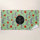 Fügen Sie Ihre Monogramm| Zebras unter Strandtuch (Vorderseite)