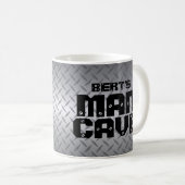 Fügen Sie Ihre Name Man Höhle Diamondplate Tasse (VorderseiteRechts)