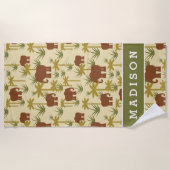 Fügen Sie Ihre Namens| Elefanten und Palmen in der Strandtuch (Vorderseite)