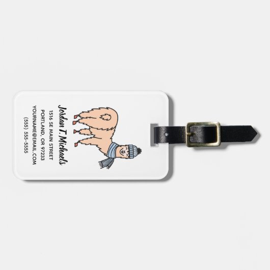 Fügen Sie Ihre Namens| Lamas beim Hut-u. Schal-Ski Gepäckanhänger (Vorderseite horizontal)