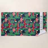 Fügen Sie Ihre Namens| tropischen Vögel in den Strandtuch (Vorderseite)