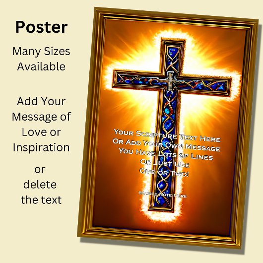 Fügen Sie Ihre Schrift hinzu, Blue Jeweled Christl Poster