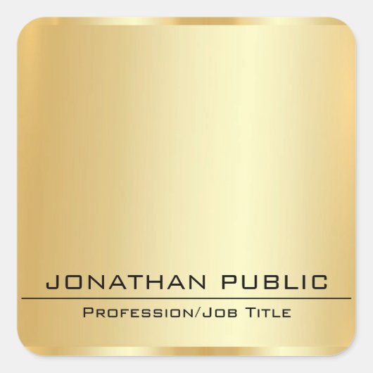 Fügen Sie Ihre Text-Imitate Gold Metallic Look Ele Quadratischer Aufkleber (Vorderseite)