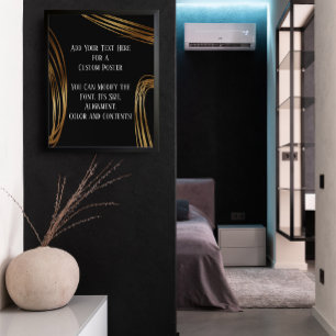 Fügen Sie Ihre Text Scribbled Gold Ovals, Black Poster