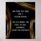 Fügen Sie Ihre Text Scribbled Gold Ovals, Black Poster (Vorne)