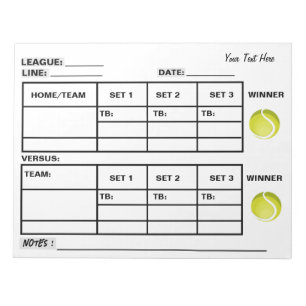 Fügen Sie Ihre Text Tennis Score Pad Tennis Score  Notizblock