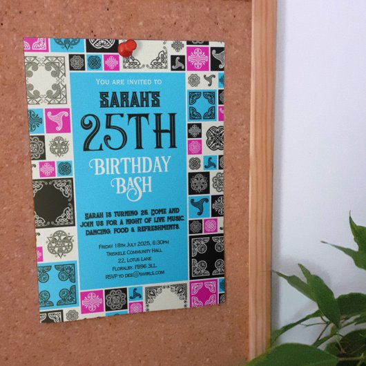 Fügen Sie Ihre Veranstaltung dekorative Tile Magen Einladung