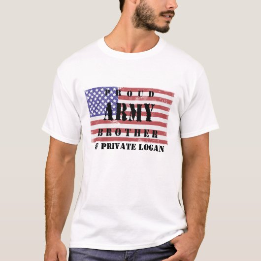 Fügen Sie Ihrem Bruder den Namen Proud Army Brothe T-Shirt (Vorderseite)
