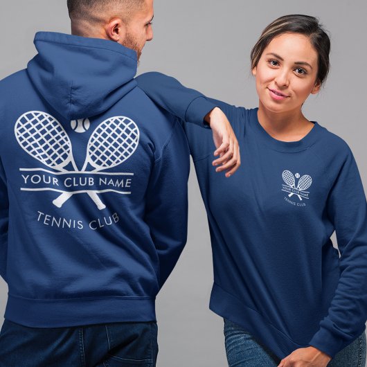 Fügen Sie Ihrem Club Name Tennis Logo Blue Custom Sweatshirt