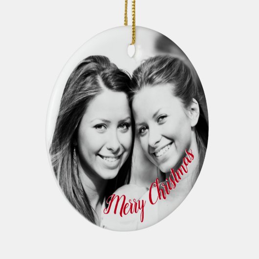 Fügen Sie Ihrem Foto Personalisiertes WeihnachtsFo Keramik Ornament (Rechts)