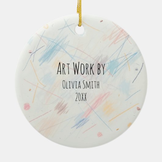 Fügen Sie Ihrem Kind das Kunstwerk zu Weihnachten Keramik Ornament (Hinten)