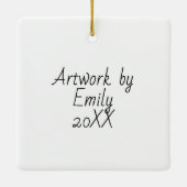 Fügen Sie Ihrem Kind das Kunstwerk zu Weihnachten Keramikornament (Rückseite)