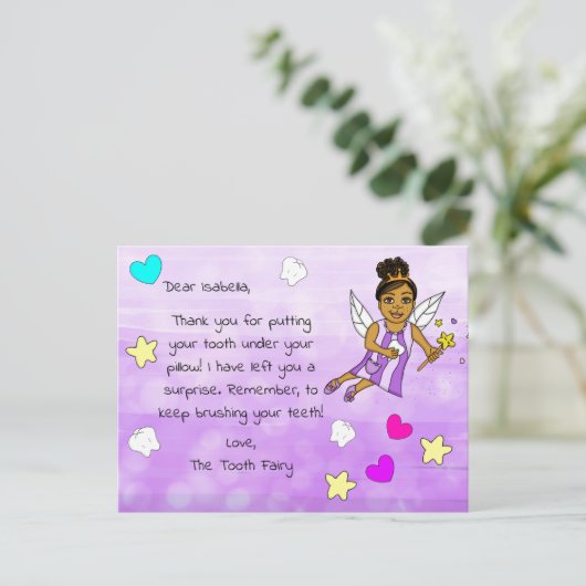 Fügen Sie Ihrem Kind den Namen zu dieser Zahnfee h Postkarte (Stehend Vorderseite)
