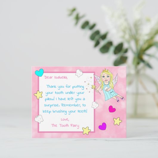 Fügen Sie Ihrem Kind den Namen zu dieser Zahnfee-K Postkarte (Stehend Vorderseite)