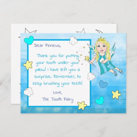 Fügen Sie Ihrem Kind den Namen zu dieser Zahnfee-K Postkarte (Vorne/Hinten)