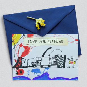 Fügen Sie Ihrem Kind Zeichnend & Foto Custom Vater Folien Feiertagskarte