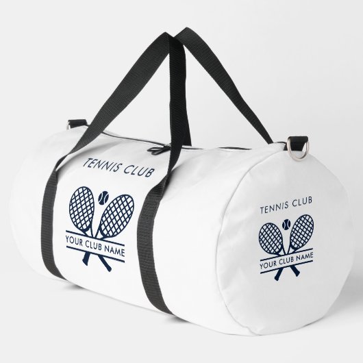 Fügen Sie Ihren Clubname Tennisteam Navy Custom Duffle Bag (Linke Ecke)