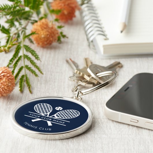Fügen Sie Ihren Clubname Tennisteam Navy Custom Schlüsselanhänger (Seite)