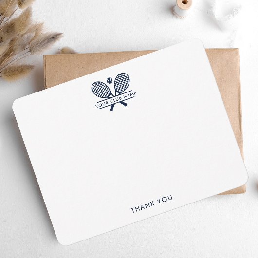 Fügen Sie Ihren Clubnamen Tennis Sports Navy Blue Dankeskarte