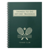 Fügen Sie Ihren Clubnamen Tennis Team Spieler Grün Notizblock (Vorderseite)