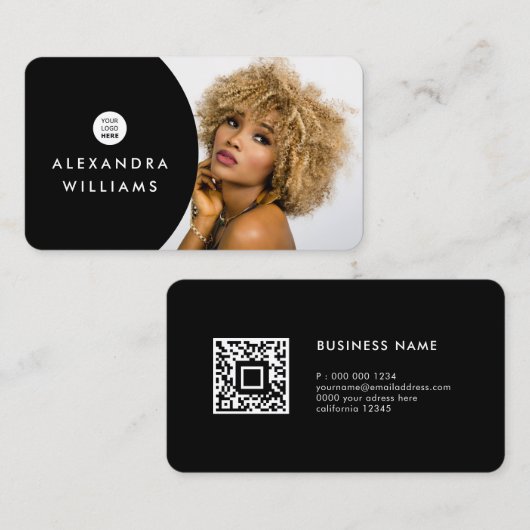 Fügen Sie Ihren eigenen Bild QR Code & Logo Modern Visitenkarte (Vorne/Hinten)