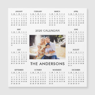 Fügen Sie Ihren eigenen Familienfoto 2026 Kalender Magnetkarte