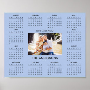 Fügen Sie Ihren eigenen Familienfoto-Kalender 2026 Poster