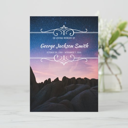 Fügen Sie Ihren eigenen Foto Memorial Service Nigh Einladung (Stehend Vorderseite)