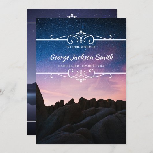 Fügen Sie Ihren eigenen Foto Memorial Service Nigh Einladung (Vorne/Hinten)
