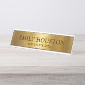 Fügen Sie Ihren eigenen Namen Gold Business Berufl Schreibtischnamensplakette (Vorderseite )